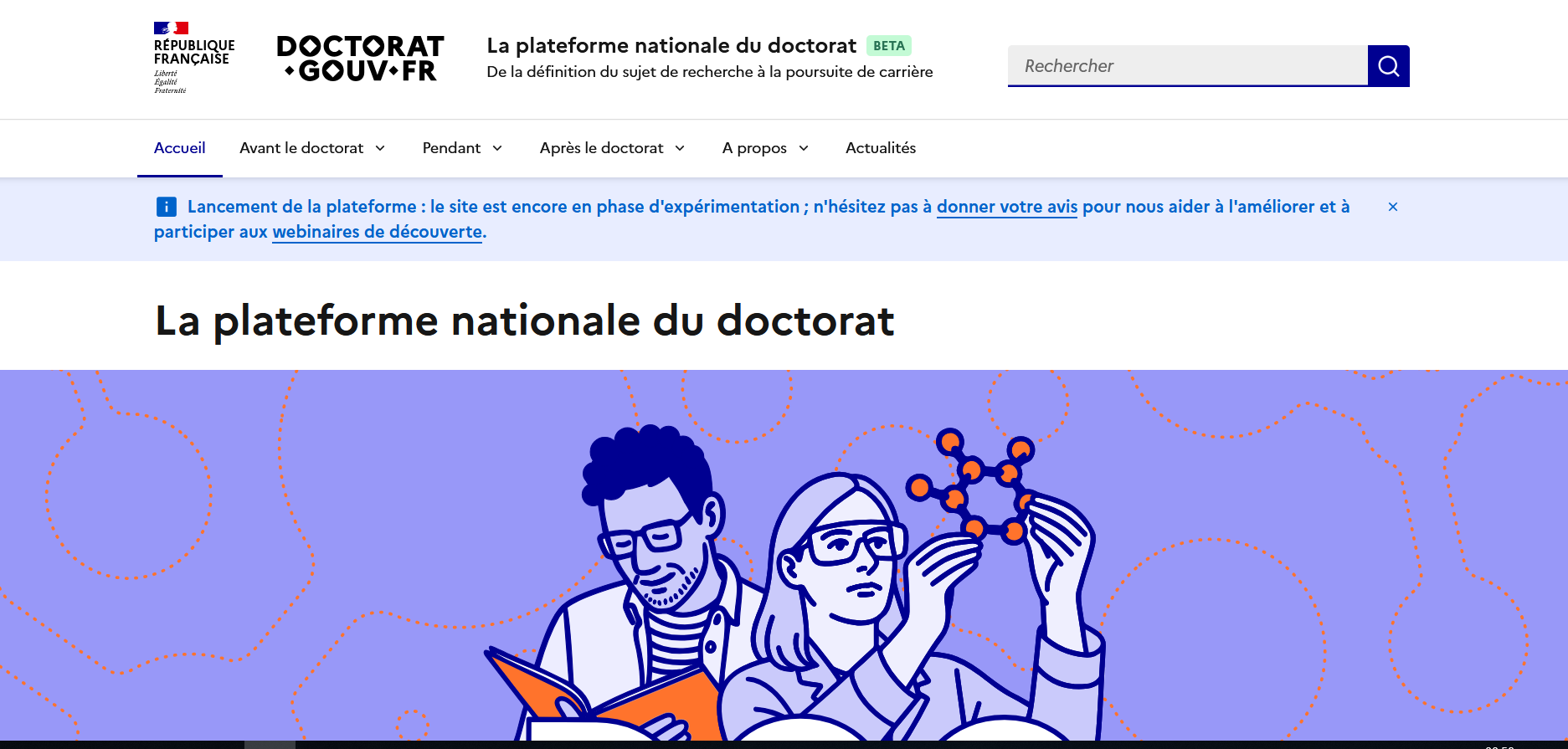 Screenshot of the national doctorate platform.